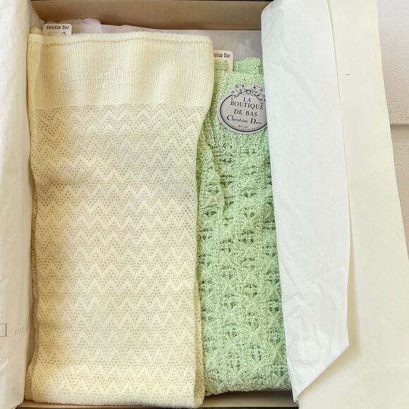 Two Pairs Of Vintage Christian Dior Textured Stockings Dior Sport Chevron New In - Picture 11 of 16